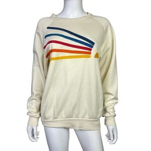 Aviator Nation Women's S Ivory Pullover Daydream Sun Crew Beach Sweatshirt -GUC